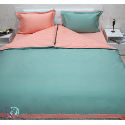 Комплект спално бельо ПАМУЧЕН сатен ПРАСКОВА/ЗЕЛЕН